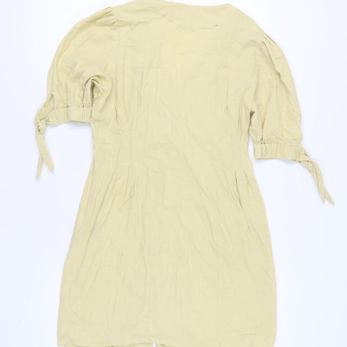 Very Women's Beige Puff Sleeve Button Dress