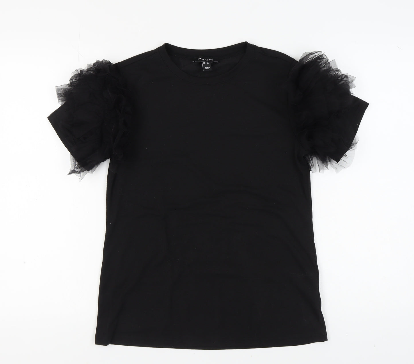 New Look Women’s Black Puff Sleeve T-Shirt Size 8