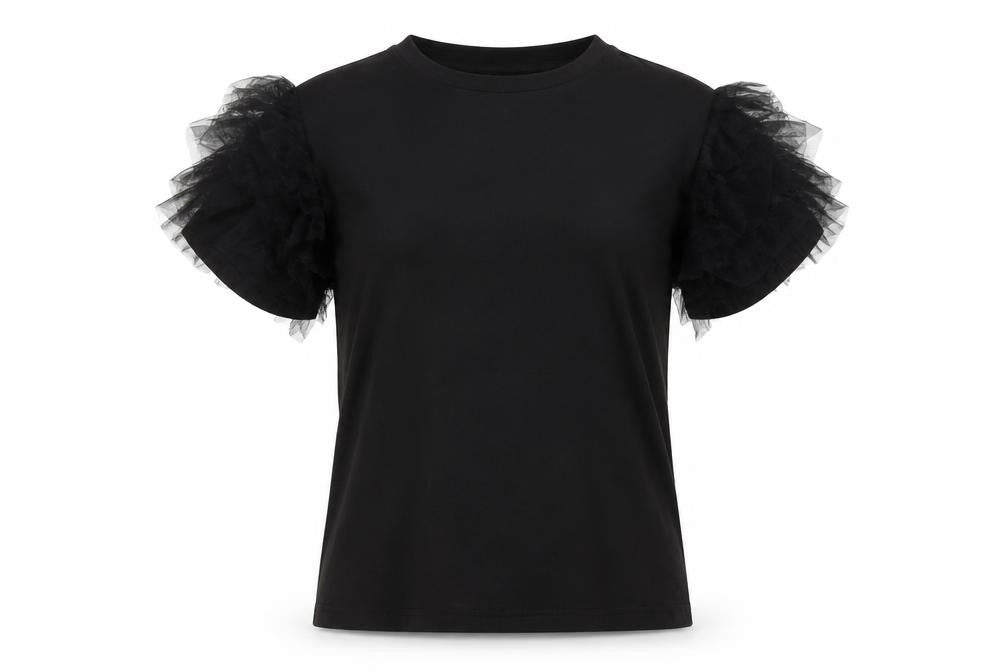 New Look Women’s Black Puff Sleeve T-Shirt Size 8