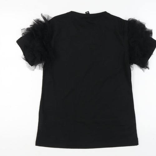 New Look Women’s Black Puff Sleeve T-Shirt Size 8
