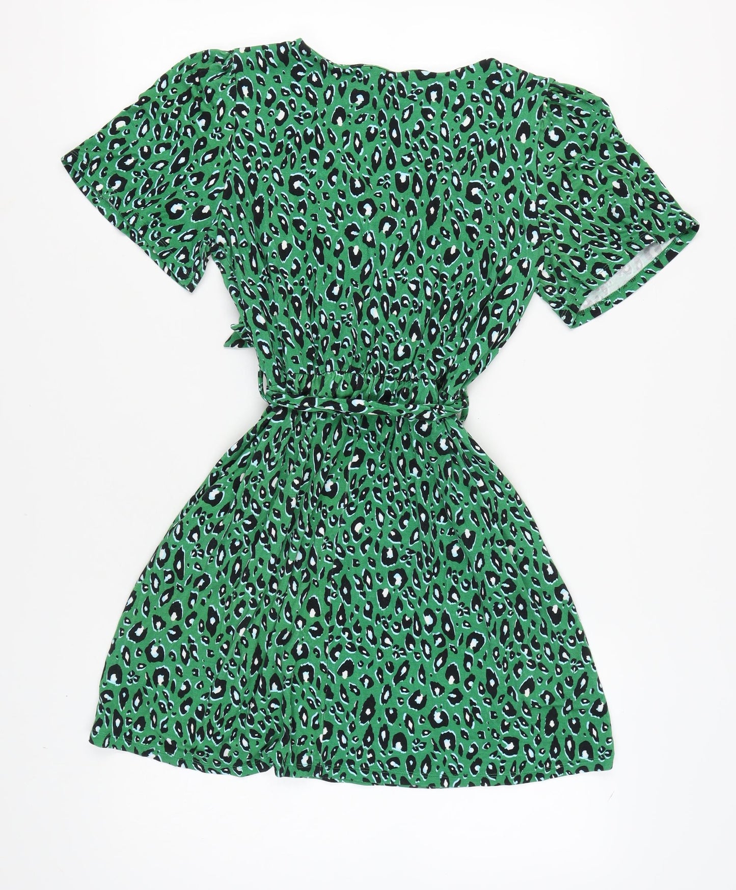 &et Women's Green Animal Print Wrap Dress Size 12