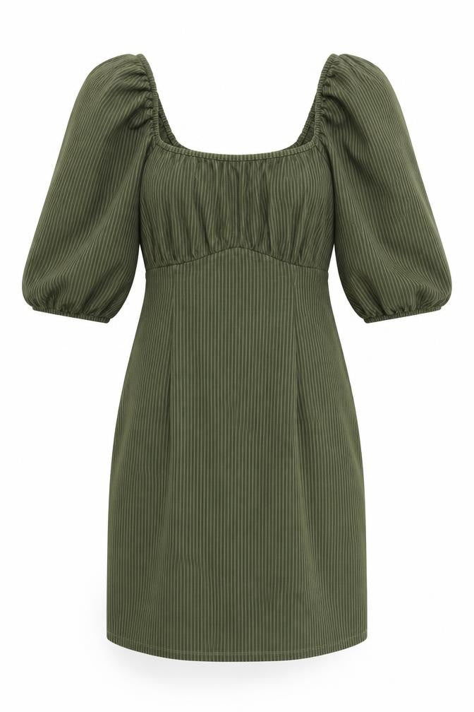 Front view of Very Women's Green Striped Dress, size 12