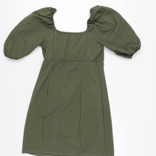 Very Women's Green Striped Dress, Size 12