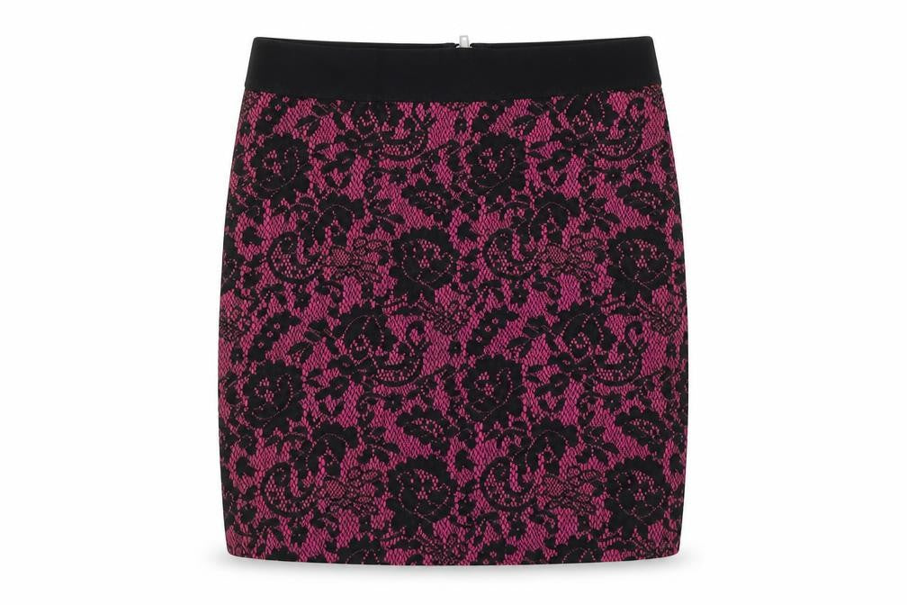 Front view of H&M Women's Pencil Skirt, Pink/Black, size 10