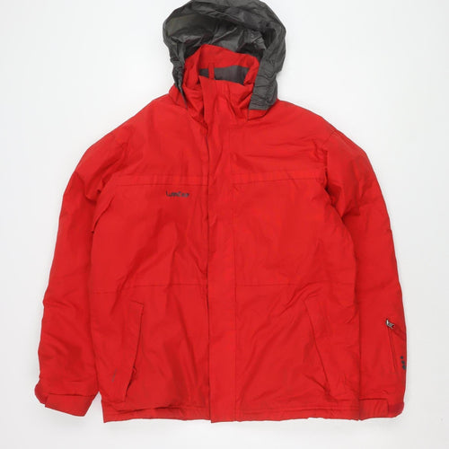 Decathlon Men's Red Puffer Jacket S, Hooded Outdoor