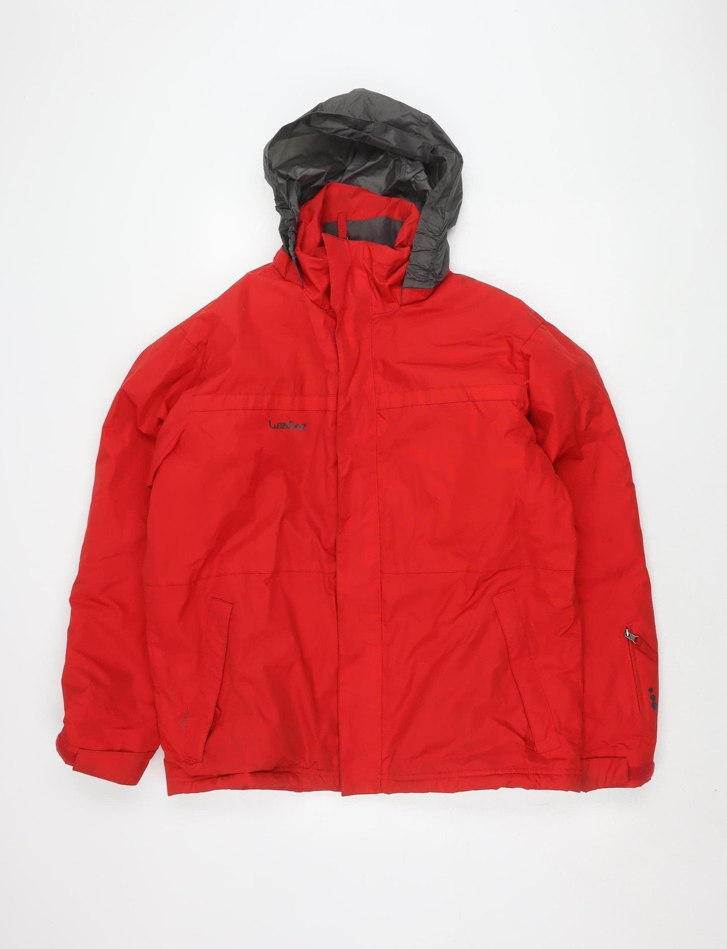 Decathlon Men's Red Puffer Jacket S, Hooded Outdoor