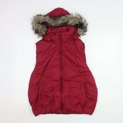 Gap Women's Red XL Puffer Waistcoat, Hooded & Insulated