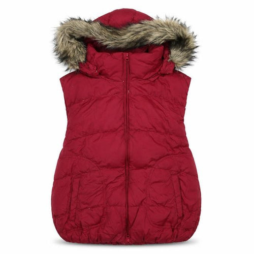Gap Women's Red XL Puffer Waistcoat, Hooded & Insulated