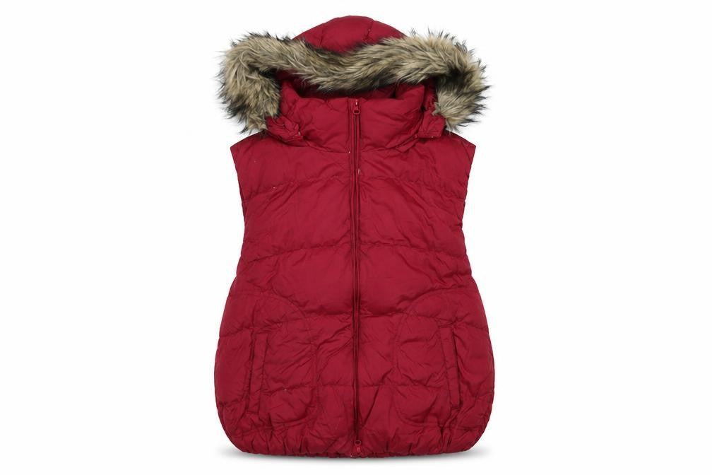 Gap Women's Red XL Puffer Waistcoat, Hooded & Insulated
