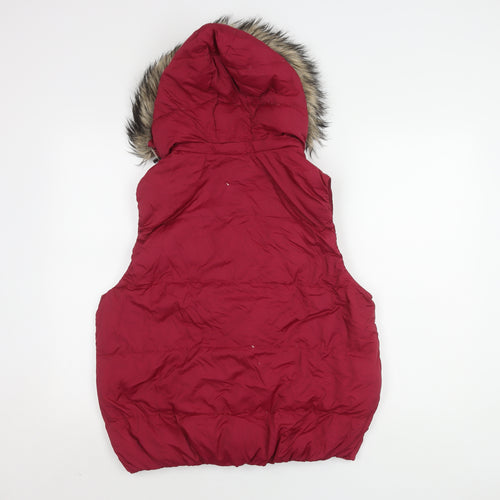 Gap Women's Red XL Puffer Waistcoat, Hooded & Insulated