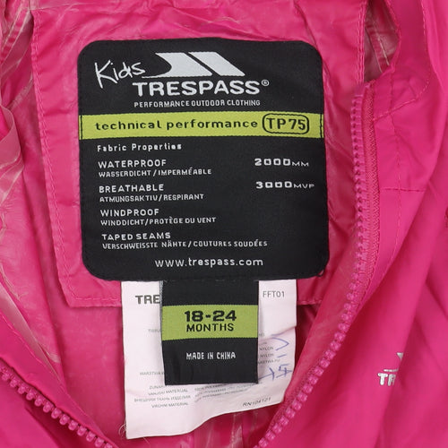 Trespass Girls Pink Snowsuit, Size 18-24 Months, Waterproof