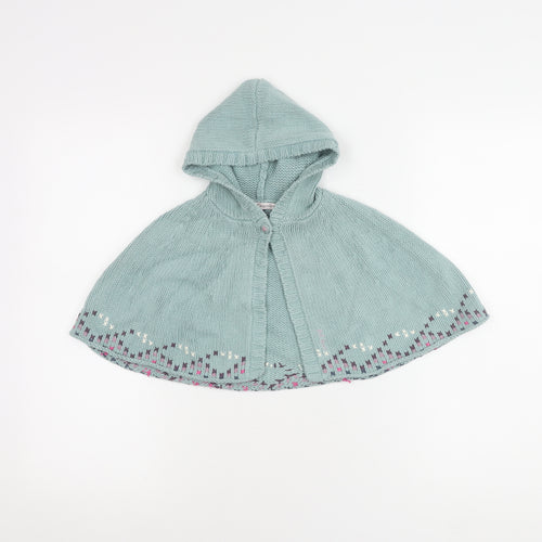 Fat Face Girls Blue Hooded Knit Cape S Excellent Condition