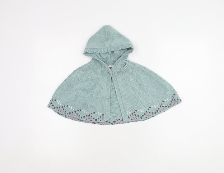 Fat Face Girls Blue Hooded Knit Cape S Excellent Condition