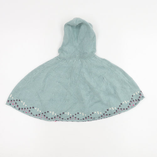 Fat Face Girls Blue Hooded Knit Cape S Excellent Condition