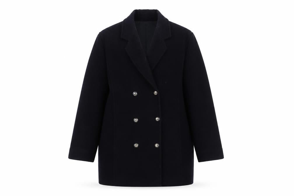 Front view of Viyella Women's Black Wool Blend Petite Coat