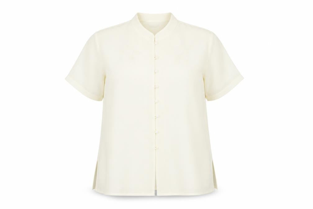 Front view of Eastex Women's Ivory Button-Up Shirt, size 14, - Classic & Casual