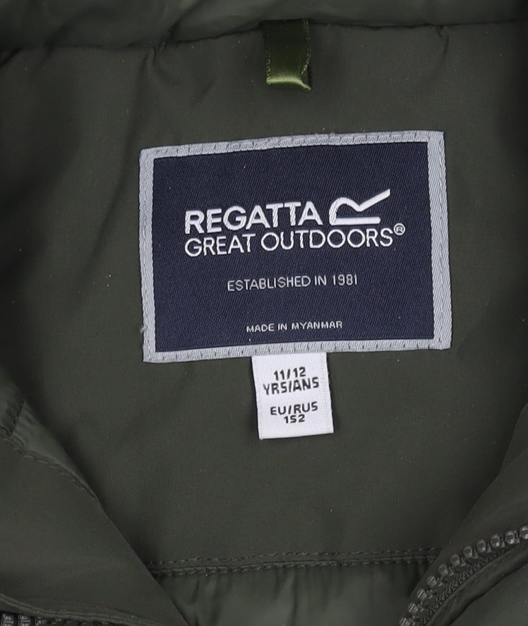 Regatta Boys' Green Parka Coat, Hooded, Size 11-12 Years