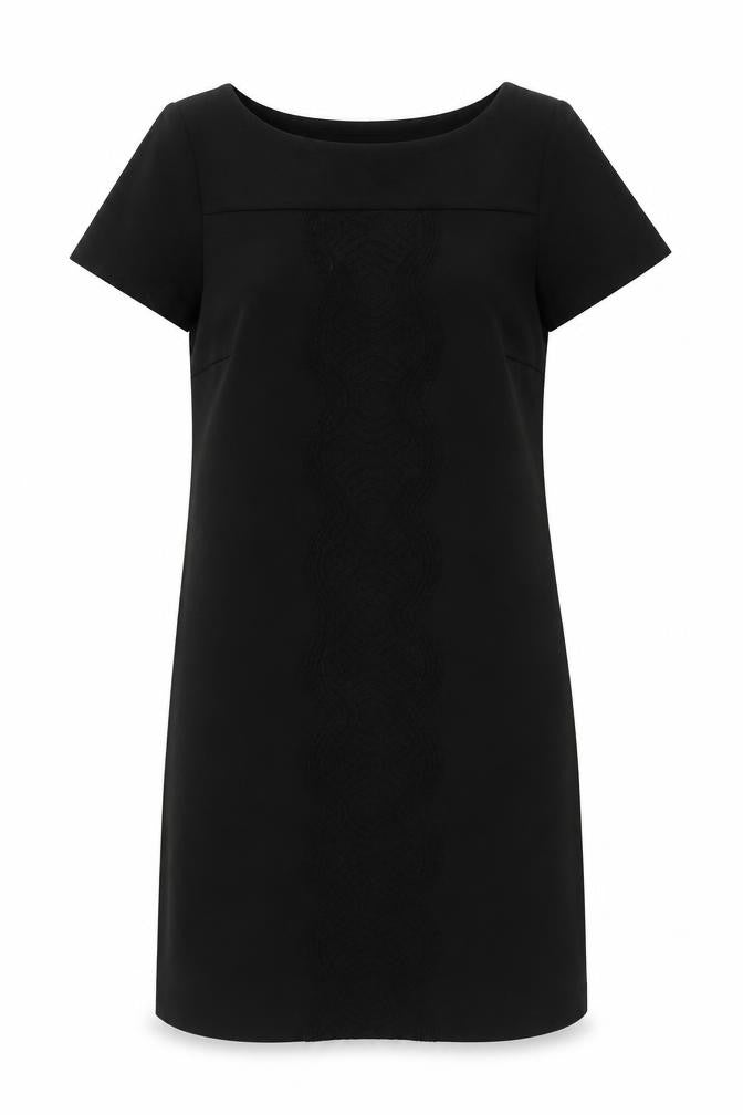 Front view of Boden Women's Black Short Sleeve Sheath Dress