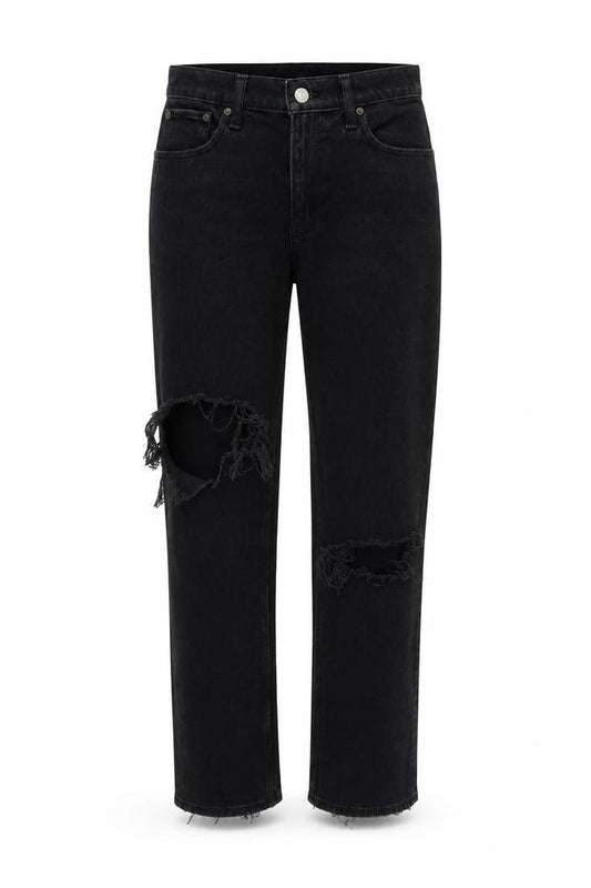 Front view of Abercrombie & Fitch Abercrombie & Fitch Black Straight Low Rise Jeans, size 2