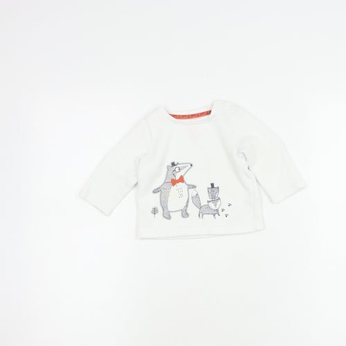 Mantaray Unisex Baby Jumper 3-6 Months White Cotton Pullover