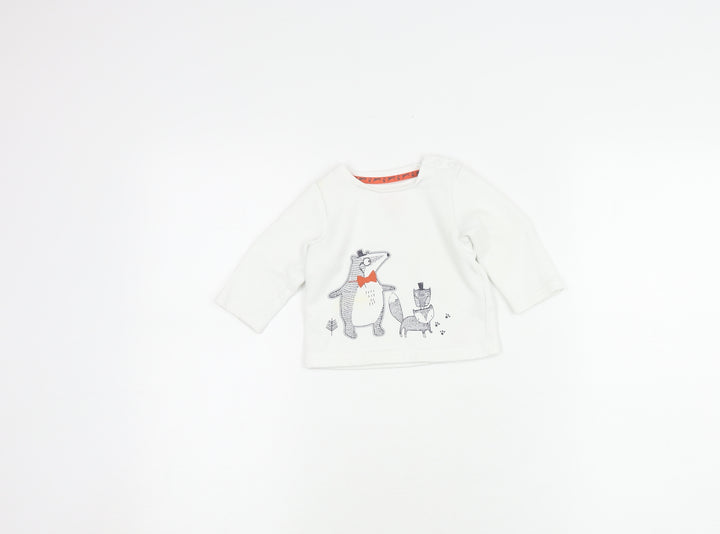 Mantaray Unisex Baby Jumper 3-6 Months White Cotton Pullover