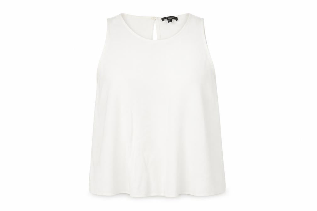 Front view of Massimo Dutti Women's White Sleeveless Blouse XS