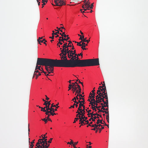 Boden Women's Red Sheath Dress, Size 12, V-Neck, Floral