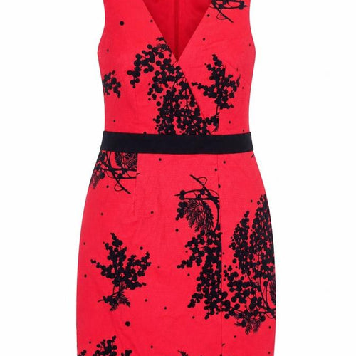 Boden Women's Red Sheath Dress, Size 12, V-Neck, Floral
