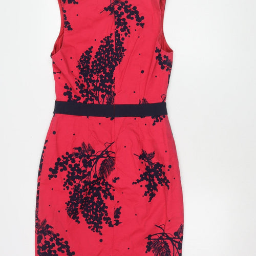 Boden Women's Red Sheath Dress, Size 12, V-Neck, Floral