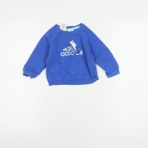 Adidas Blue Unisex Baby Pullover Jumper 6-9 Months
