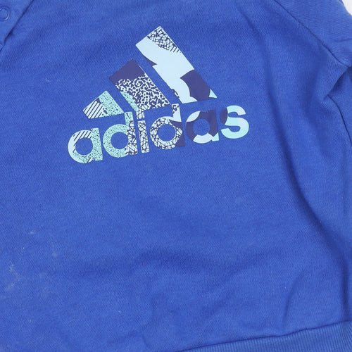 Adidas Blue Unisex Baby Pullover Jumper 6-9 Months