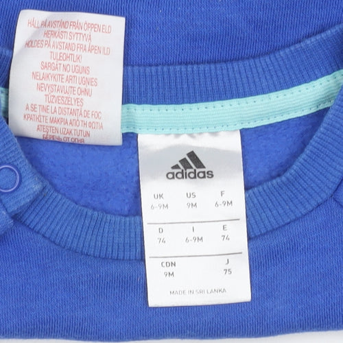 Adidas Blue Unisex Baby Pullover Jumper 6-9 Months
