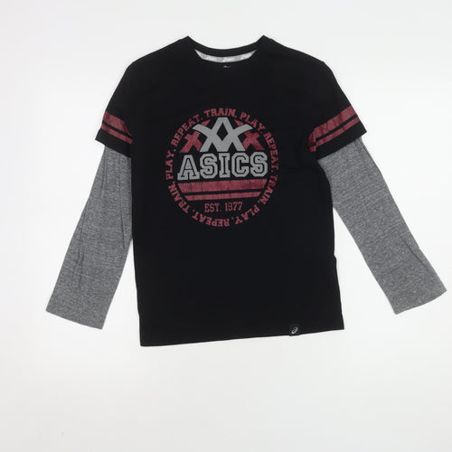Asics Boys Black Long Sleeve Graphic T-Shirt M
