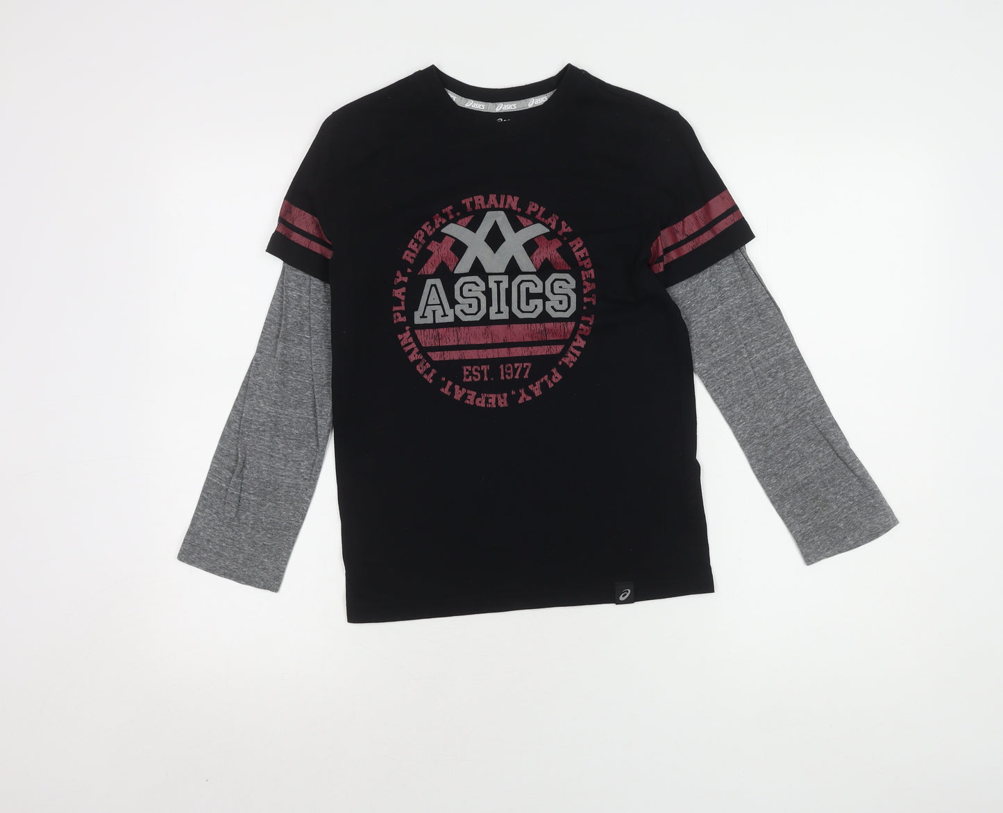 Asics Boys Black Long Sleeve Graphic T-Shirt M