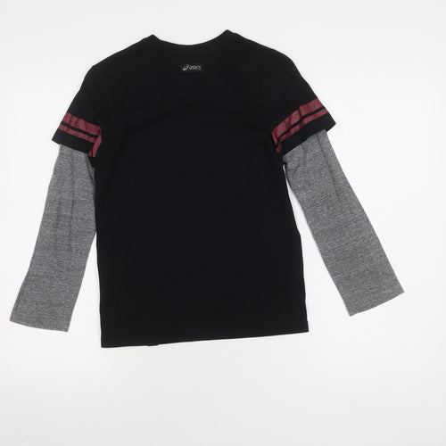 Asics Boys Black Long Sleeve Graphic T-Shirt M