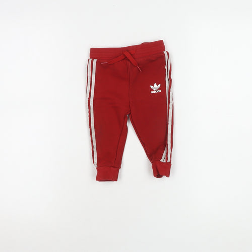 Adidas Unisex Red Jogger 9-12 Months, Elastic Waist
