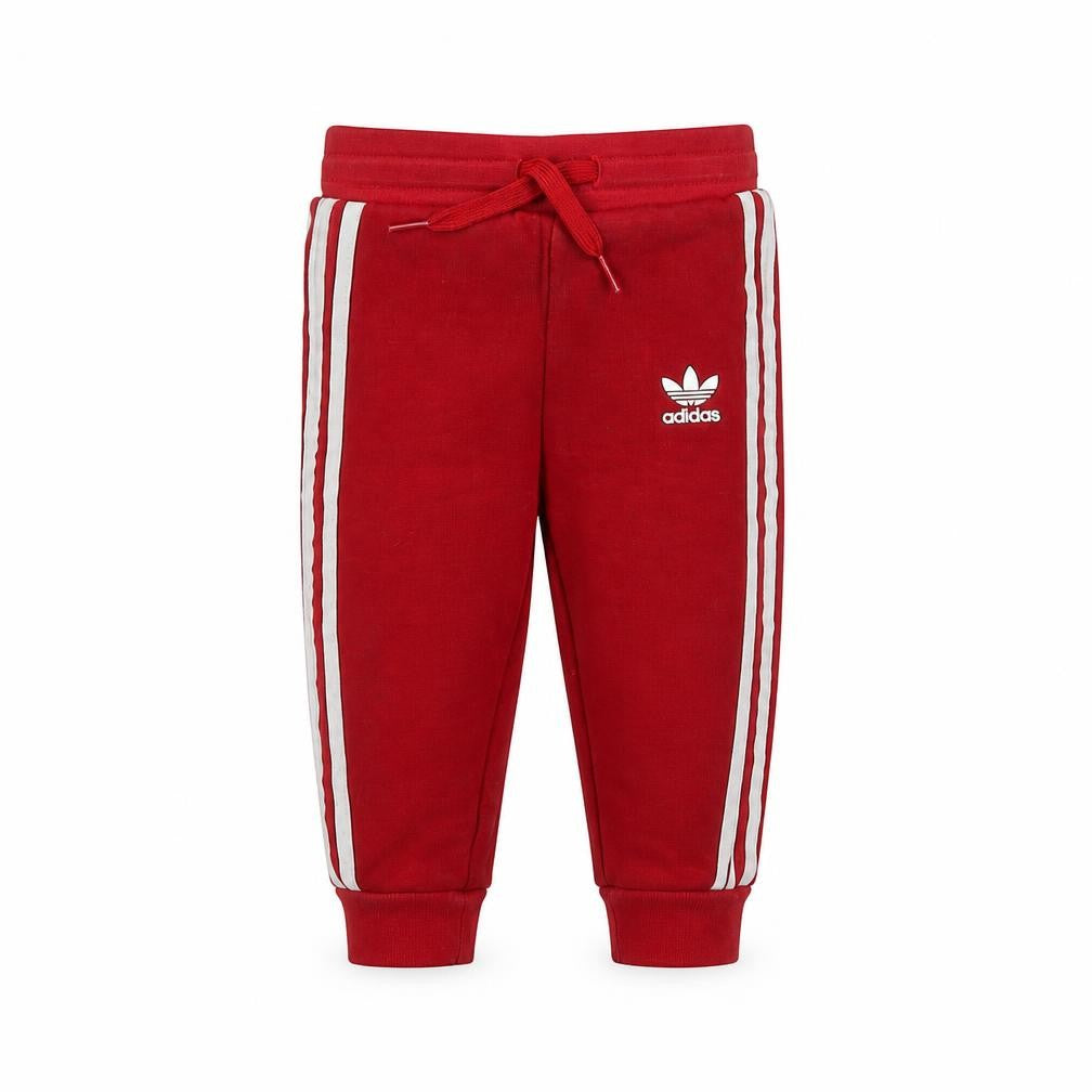 Front view of Adidas unisex red jogger 9-12 months, elastic waist