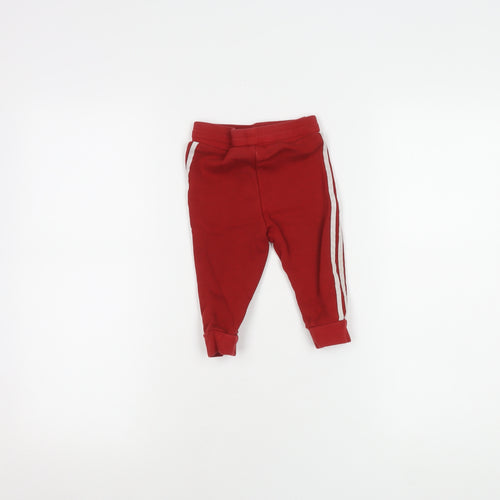 Adidas Unisex Red Jogger 9-12 Months, Elastic Waist