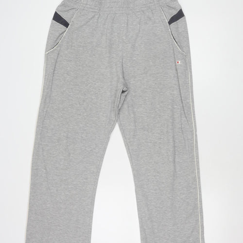 Champion Men's Grey Track Pants, L, Elastic Waist, Jersey