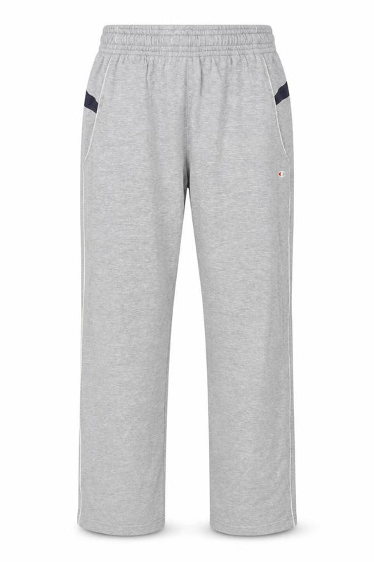 Front view of Champion Men's Grey Track Pants, L, Elastic Waist, Jersey