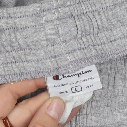 Champion Men's Grey Track Pants, L, Elastic Waist, Jersey
