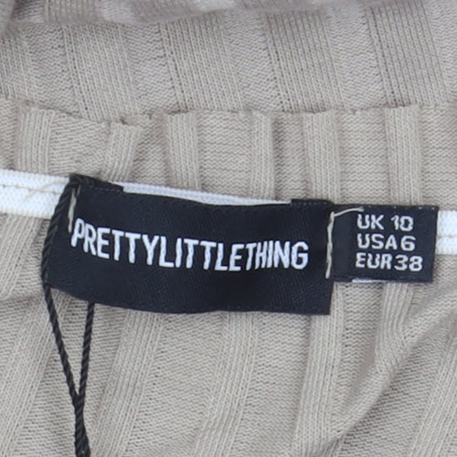 PrettyLittleThing Beige Bodycon Knee Length Dress 10