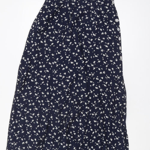 Apriori Women's Blue Floral Midi A-Line Skirt Size 12