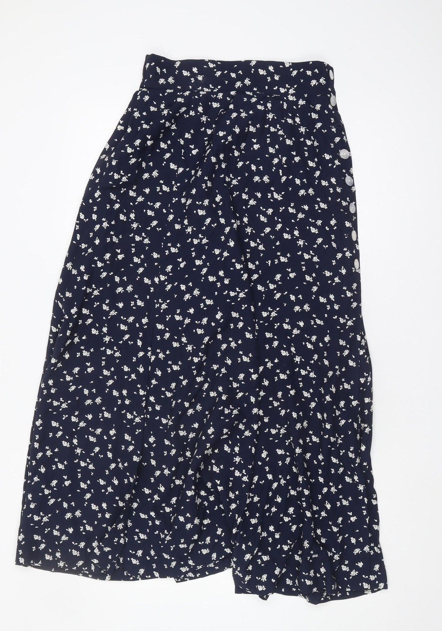 Apriori Women's Blue Floral Midi A-Line Skirt Size 12