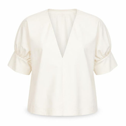 Zara Women’s Ivory V-Neck Puff Sleeve Top, Size S