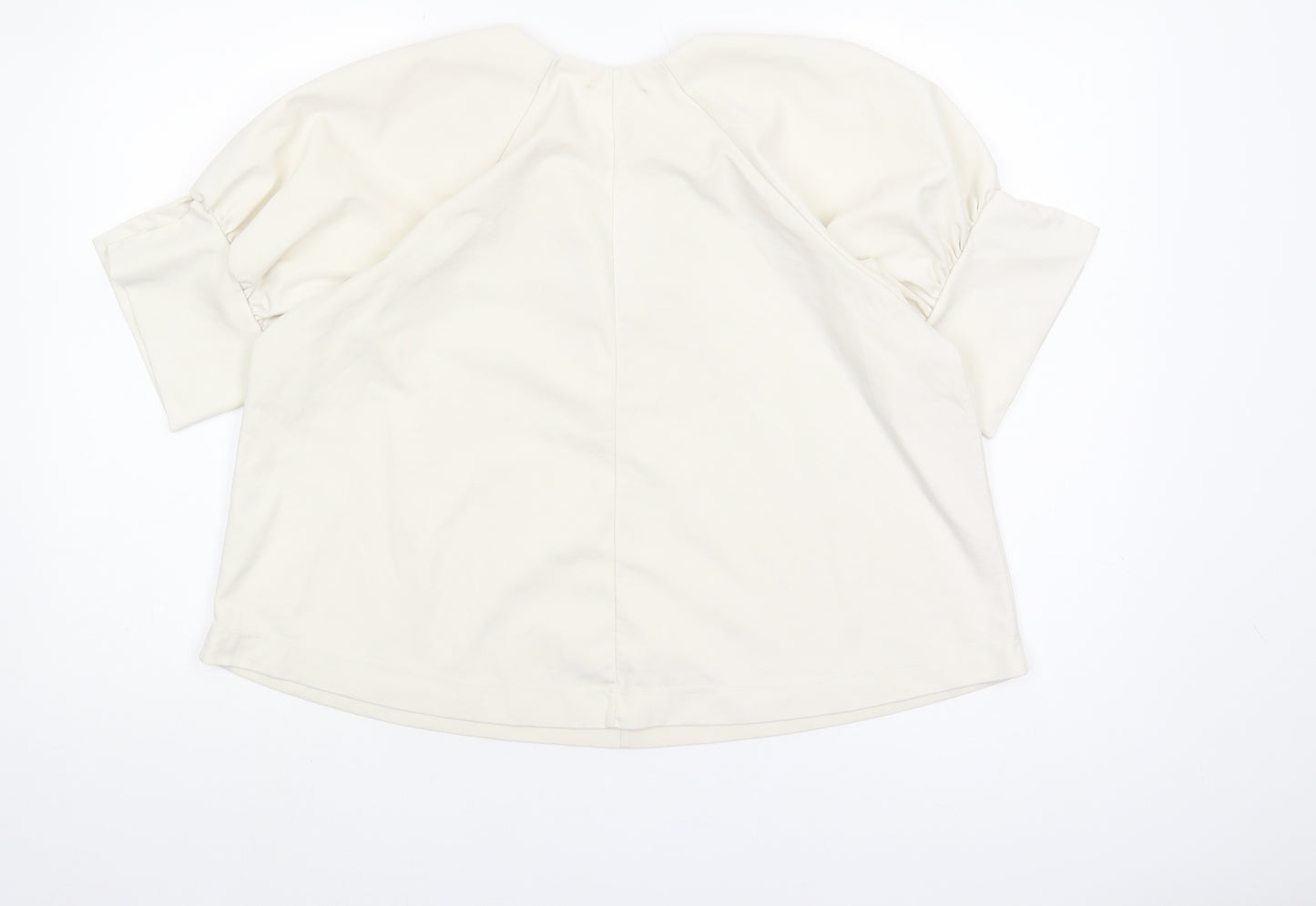 Zara Women’s Ivory V-Neck Puff Sleeve Top, Size S