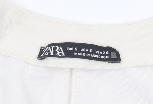 Zara Women’s Ivory V-Neck Puff Sleeve Top, Size S