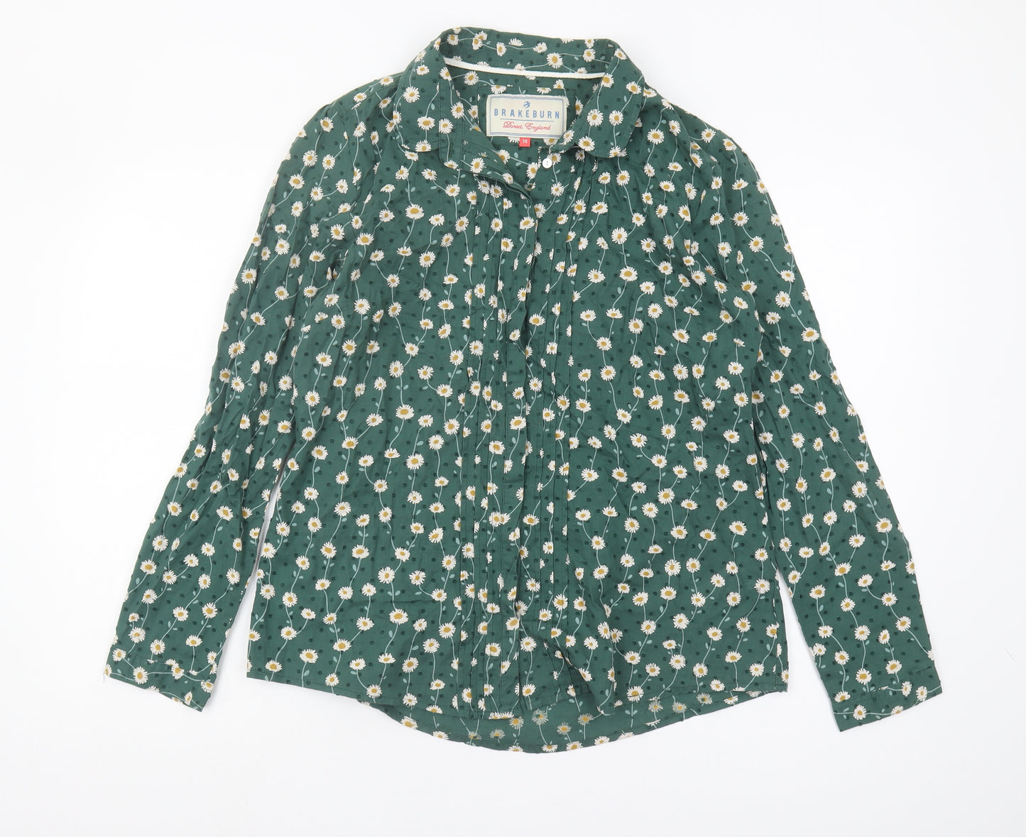 Brakeburn Women's Green Floral Long Sleeve Blouse