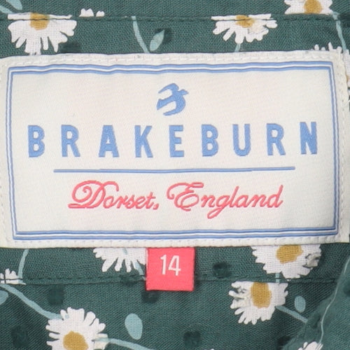 Brakeburn Women's Green Floral Long Sleeve Blouse