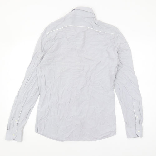 Reiss Women's Grey Button-Up Shirt Medium